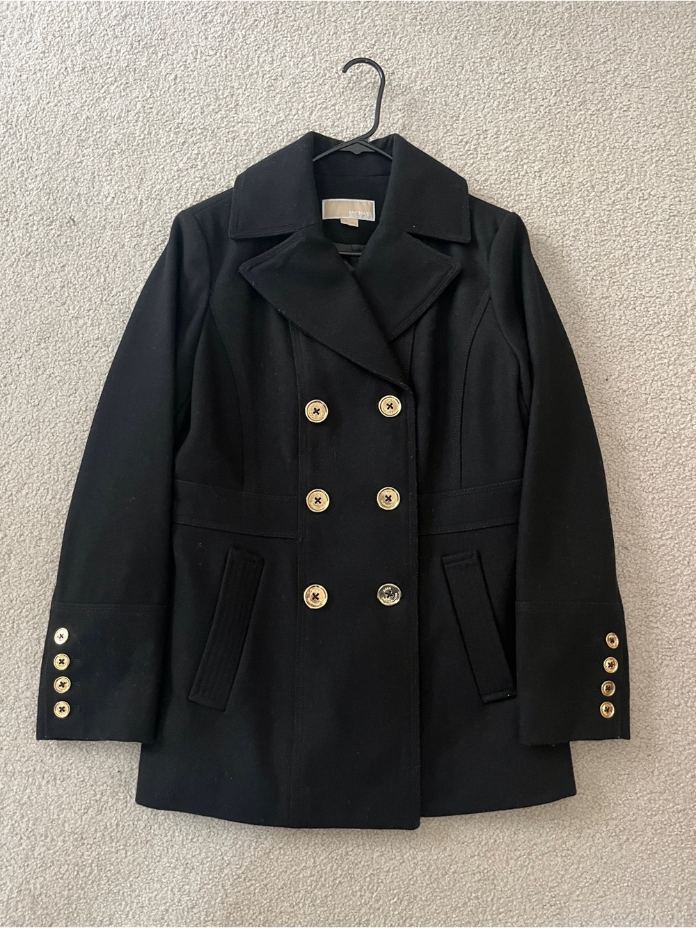 Michael Kors Double-Breasted Wool Blend Pea Coat